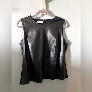 Akris Punto Faux Leather Sleeveless Blouse